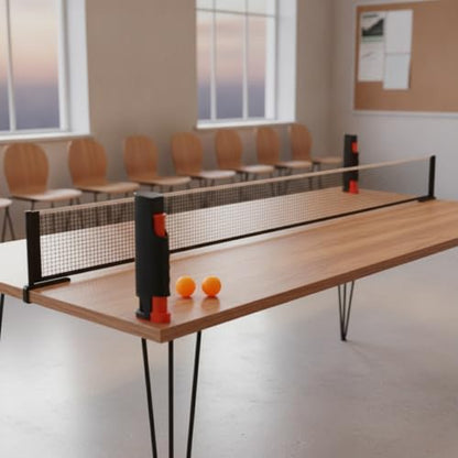 Retractable Table Tennis Net and Post Set with Balls, Portable Polyester Mesh for Standard Tables up to 1.5 Inches Thick