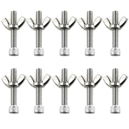 10 Sets Stainless Steel Pottery Bat Pins 10 Each of British Butterfly Nuts 1/4-20Inch and Hexagon Socket Screws 1/4-20x1-1/2inch for Standard Pottery Wheel Head Replacement Rod Pins
