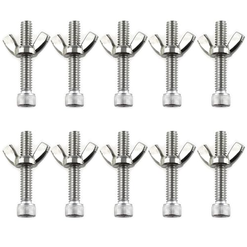 10 Sets Stainless Steel Pottery Bat Pins 10 Each of British Butterfly Nuts 1/4-20Inch and Hexagon Socket Screws 1/4-20x1-1/2inch for Standard Pottery Wheel Head Replacement Rod Pins