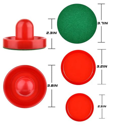 Air Hockey Accessories, 2-Pack Pushers, 2-Pack 3.25-Inch Pucks, 4-Pack 2.5-Inch Pucks, Red