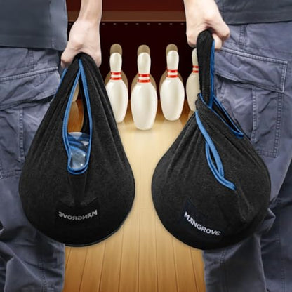 Mangrove Bowling Ball Polisher, Microfiber Bowling Towel See-Saw for Bowlers, Large Washable Bowling Shammy Seesaw, Ball Cleaner Holder Bag - color: Black
