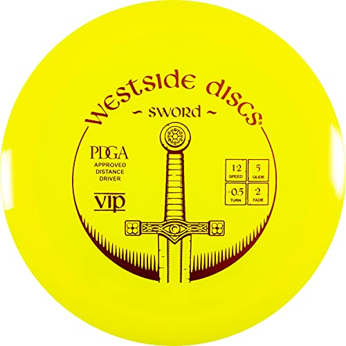 Westside Discs VIP Sword Disc Golf Disc, Men and Women, Family Outdoor Games, Straight Flying Distance Driver, 170g+ Stamp Color Will Vary - color: Yellow