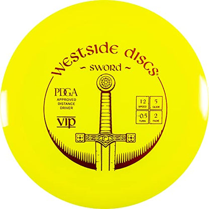 Westside Discs VIP Sword Disc Golf Disc, Men and Women, Family Outdoor Games, Straight Flying Distance Driver, 170g+ Stamp Color Will Vary - color: Yellow