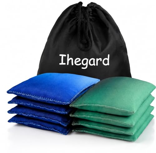 Cornhole Bags Set of 8, Weather Resistant Cornhole Bean Bags with Gradient Design, Durable Modified Size Corn Hole Bags for Outdoor Tossing Games, Includes Tote Bag - color: DBlueBlue & DGreenGreen