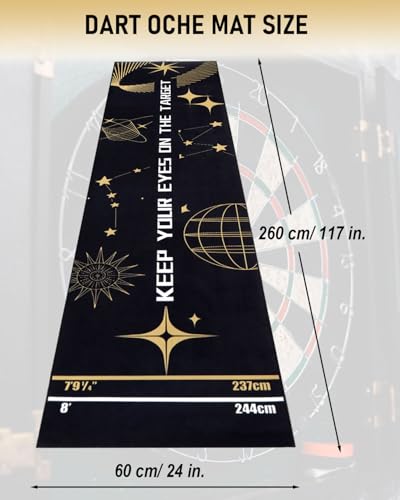 Professional Darts Mat with Oche Line System & Throw Lines – Premium Dart Mat for Floor Steeldart & Soft Darts | 260x60 cm | with Throwing Line - Ideal as a Gift - style: Fashion