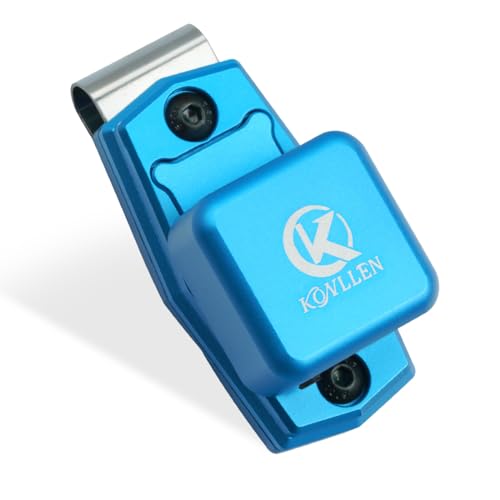KONLLEN Magnetic Pool Chalk Holder Aluminum Alloy Belt Clip | Portable design, durable metal construction, quick access,metal cue chalk case for pool, snooker and carom - color: Blue