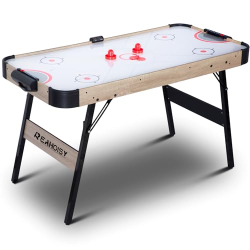 58 Inch Folding Air Hockey Table for Family, Foldable Sports Hockey Game Set w/2 Pucks, 2 Pushers, Powerful Motor, Hockey Table for Adults and Kids, Home Game Room