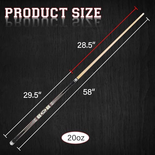 2-Piece Canadian Maple Pool Cue Stick with Portable Hard Case -12.5mm Leather Tip, 58" Billiard Sticks 19 oz/ 20 oz - Precision Crafted for Straight Shots and Balanced Performance - style: Black-20 oz