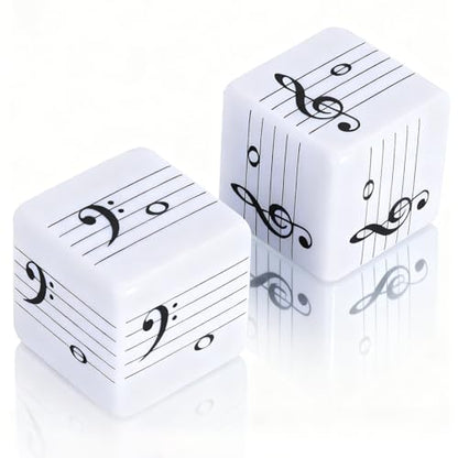 oyeftp Fun Five-Line Staff Music Note Dice for Theory Learning, Large 20mm Educational Dice Set, Includes Treble Clef & Bass Clef Dice for Classroom Music Games - style: Music Note Dice