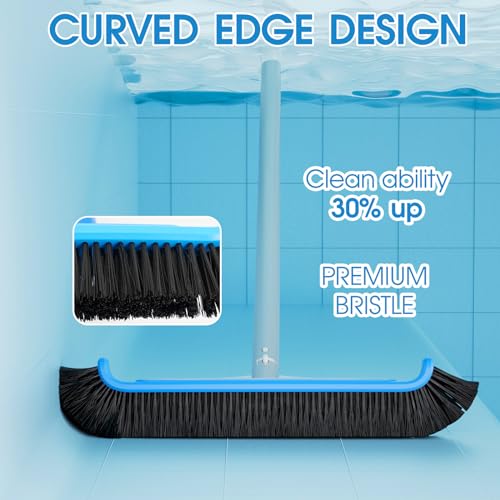 TidyMister Pool Brush 17.5'' Heavy Duty Swimming Pool Brushes for Cleaning Pool Walls & Tiles & Floors & Corners Scrub Brush Head Reinforced Aluminum Back - size: 18inch