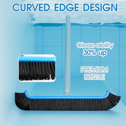 TidyMister Pool Brush 17.5'' Heavy Duty Swimming Pool Brushes for Cleaning Pool Walls & Tiles & Floors & Corners Scrub Brush Head Reinforced Aluminum Back - size: 18inch