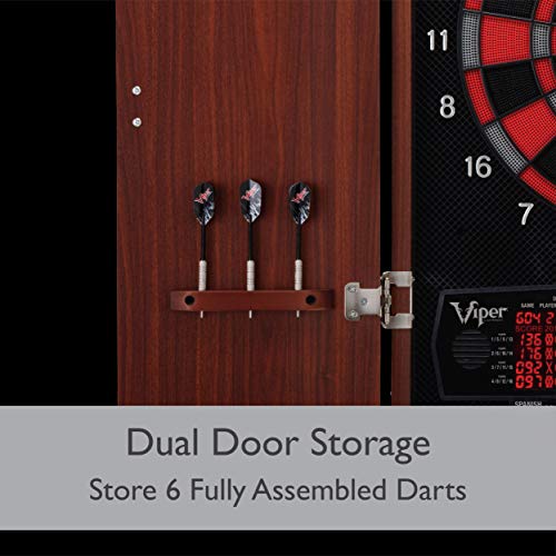 Viper Neptune Electronic Dartboard with Cabinet, 15.5 in Regulation Target, 57 Games, 16 Players, 6 Darts Included, Black