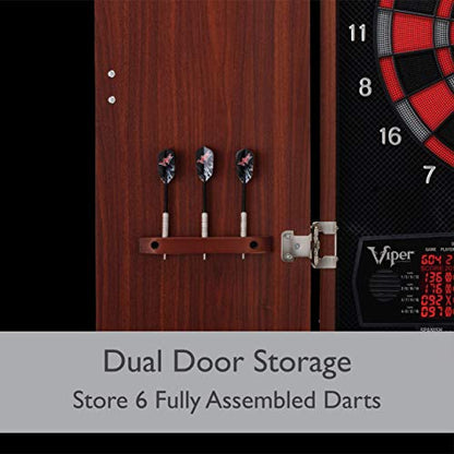 Viper Neptune Electronic Dartboard with Cabinet, 15.5 in Regulation Target, 57 Games, 16 Players, 6 Darts Included, Black