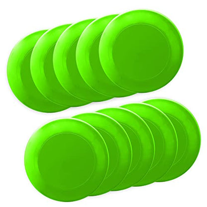 DISCOUNT PROMOS Frisbee Flying Discs in Bulk, 9.25 in. Fun Family Beach Game - color: Blank - Neon Green, size: 10 flying discs