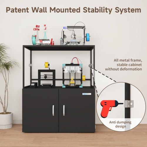300L Large 3D Printer Filament Storage Stand & Sealed Cabinet with Dehumidifier | Industrial Sealed Cabinet Holds 160 Spools | Protects PLA, ABS, PETG, TPU from Moisture & Oxidation - color: 300l Black