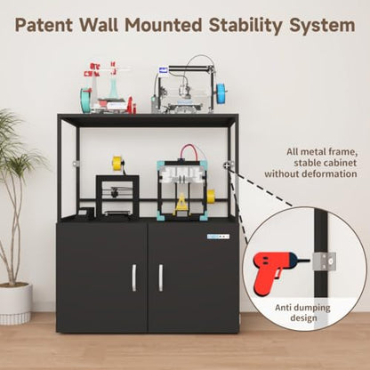 300L Large 3D Printer Filament Storage Stand & Sealed Cabinet with Dehumidifier | Industrial Sealed Cabinet Holds 160 Spools | Protects PLA, ABS, PETG, TPU from Moisture & Oxidation - color: 300l Black