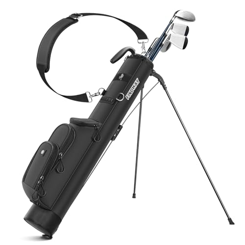 Findway Golf Stand Bag, [Upgraded Generous Space] Small Golf Bag for Driving Range, Par 3 & Executive Courses, Lightweight Sunday Golf Club Carry Bag with 3 Pockets - color: Black