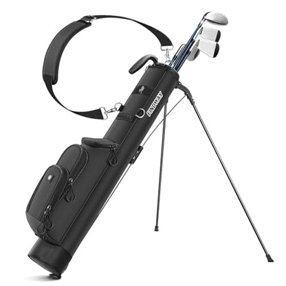 Findway Golf Stand Bag, [Upgraded Generous Space] Small Golf Bag for Driving Range, Par 3 & Executive Courses, Lightweight Sunday Golf Club Carry Bag with 3 Pockets - color: Black