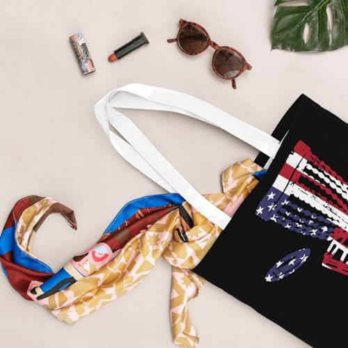 NIENIE Usa Flag Disc Golf Tote Bag for Women Shopping Bags Reusable Large Capacity Casual Shoulder Handbags DIY Gift Bags Cute Canvas Tote Bag