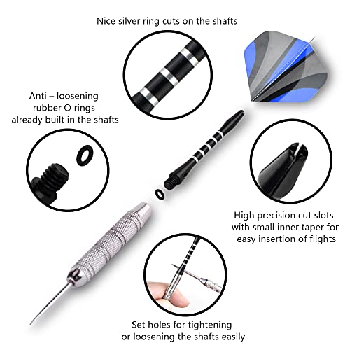 Dart Shafts for Soft and Steel Tips Aluminum Alloy Nylon Shaft PC Shaft Dart Stems 24 Pack