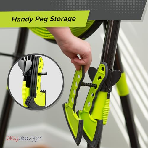 Play Platoon Kids Axe Throwing Game for Backyard, Ax Throwing Game Set for Adults and Kids - 3 Plastic Toy Hatchets, Ninja Stars, and Darts, Bristle Dart Board Indoor Outdoor Fun