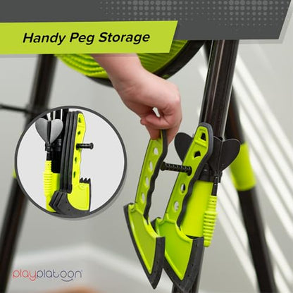 Play Platoon Kids Axe Throwing Game for Backyard, Ax Throwing Game Set for Adults and Kids - 3 Plastic Toy Hatchets, Ninja Stars, and Darts, Bristle Dart Board Indoor Outdoor Fun