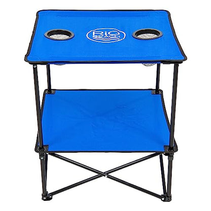 Rio Brands 22" Square Lightweight Fabric Portable Folding Beach Table with Cupholders, Blue