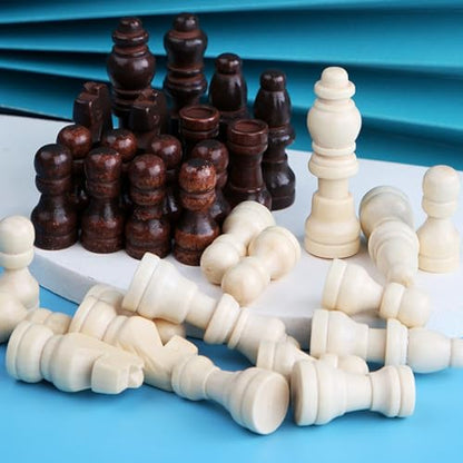 32Pcs Chess Pieces Only,Wooden International Chessmen Pieces,Hand Carved Figures Chess Game Pawns (2inch)