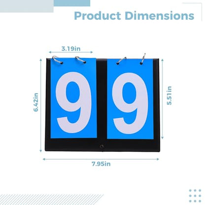 Portable 2-Digit Flip Scoreboard, Tabletop Score Keeper for Basketball, Tennis, and More, Easy to Read, Lightweight Design, Blue, 8 x 6.4 in / 20.2 x 16.3 cm