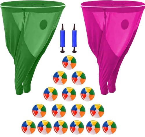Granny Pants Yard Game Set with Bouncy Balls, Oversized Granny Pants Outdoor Game for Adults and Kids, Family Birthday Christmas Backyard Parties and Field Day & Team Games - color: 2PCS + 16 Balls（Green + Red）