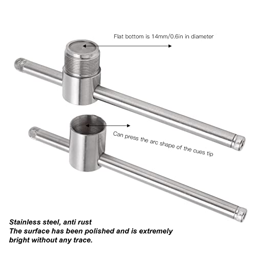 Billiard Cue Tip Presser, Stainless Steel Billiard Cue Tip Shaper Snooker Stick Tip Compressor Press Tool for Tips from 9mm to 14mm