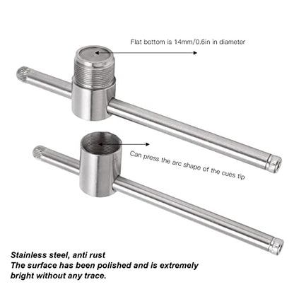 Billiard Cue Tip Presser, Stainless Steel Billiard Cue Tip Shaper Snooker Stick Tip Compressor Press Tool for Tips from 9mm to 14mm
