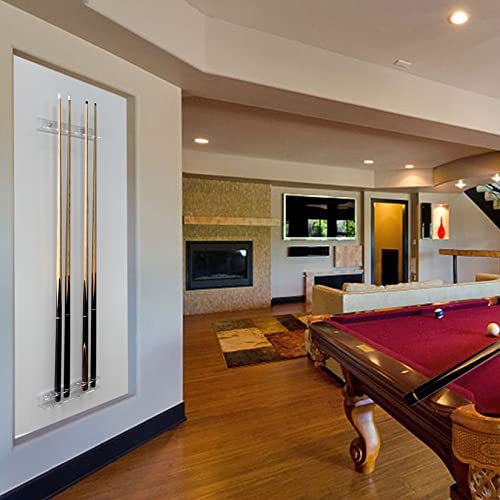 Pool Cue & Ball Rack Wall Mount – Acrylic Billiard Storage Holder, Self-Adhesive or Screw Mounted, Space-Saving Game Room Organizer (Top Hole 6 Cues Holder) - style: Top Hole 6 Cues Holder