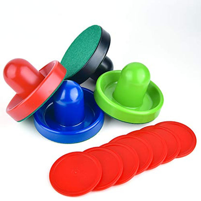 Coopay Air Hockey Pushers and Pucks, Air Hockey Paddles, Goal Handles Paddles Replacement Accessories for Game Tables (4 Striker, 8 Red Puck Pack) - color: Multicolor
