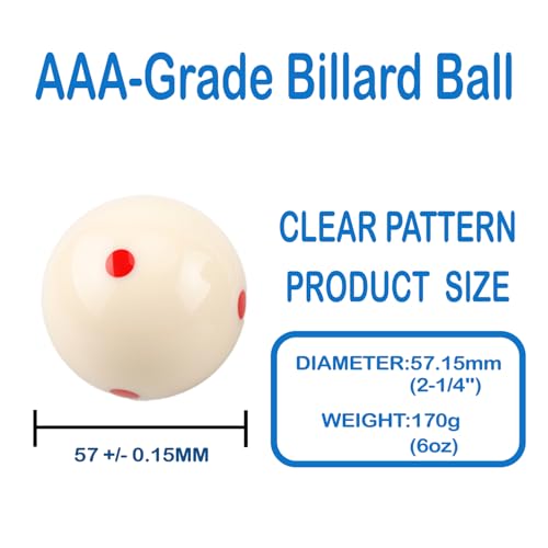 2-1/4" White Cue Balls for Pool Table,57.2mm Billiard White Ball,Red or Blue 6 Dot AAA-Grade Billard Balls,6 oz Pool Ball,A Variety of cue Balls are Available. - color: Red 6 Dot