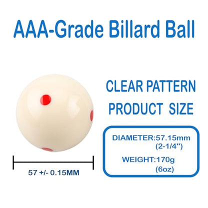 2-1/4" White Cue Balls for Pool Table,57.2mm Billiard White Ball,Red or Blue 6 Dot AAA-Grade Billard Balls,6 oz Pool Ball,A Variety of cue Balls are Available. - color: Red 6 Dot