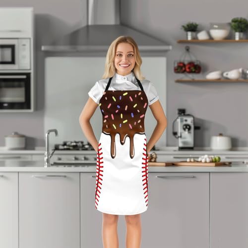 Castle Fairy Ice Cream Drip Baseball Kids Kitchen Apron - color: Brown White