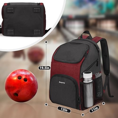 Bosynoy Bowling Backpack, Bowling Ball Bag Totes for Single Ball with Shoe Compartment & Foam Padded, Fits Shoes Up to US Mens Size 16, Grey - color: Red