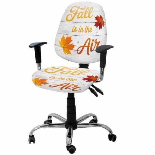 Savannan Office Chair Cover, Autumn Orange Maple Leaf Protective Stretch Elastic Universal Cover for Desk Task Chair,Computer Rotating Chair 1 Pcs Farm Vintage White Wood Board