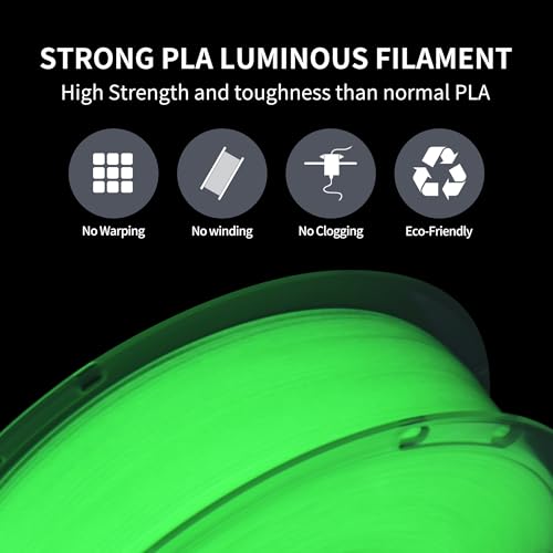 RAMBERY Glow in The Dark Green 3D Printer Filament Luminous PLA Filament 1.75mm 3D Printing Filament Fit Most FDM Printers, 1kg(2.2lbs)/Spool - color: C-pla Luminous Green, size: 1kg