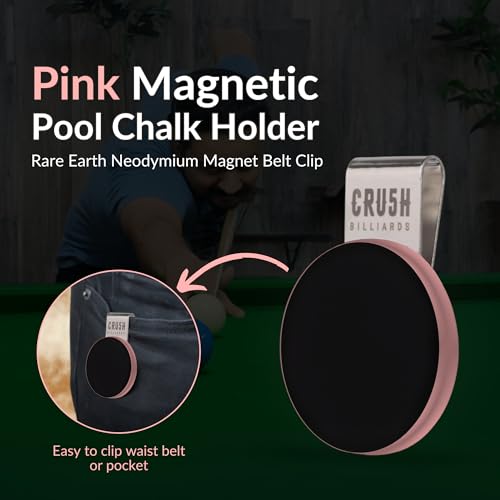Ultra-Grip Magnetic Chalk Holder Clip - Neodymium Belt Clip for Secure Cue Chalk, Pool Stick Chalk Holder, Ideal for Billiards & Pool Accessories, Cue Stick Magnetic - color: Pink
