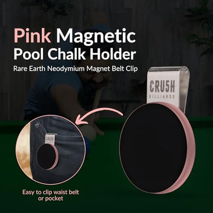 Ultra-Grip Magnetic Chalk Holder Clip - Neodymium Belt Clip for Secure Cue Chalk, Pool Stick Chalk Holder, Ideal for Billiards & Pool Accessories, Cue Stick Magnetic - color: Pink