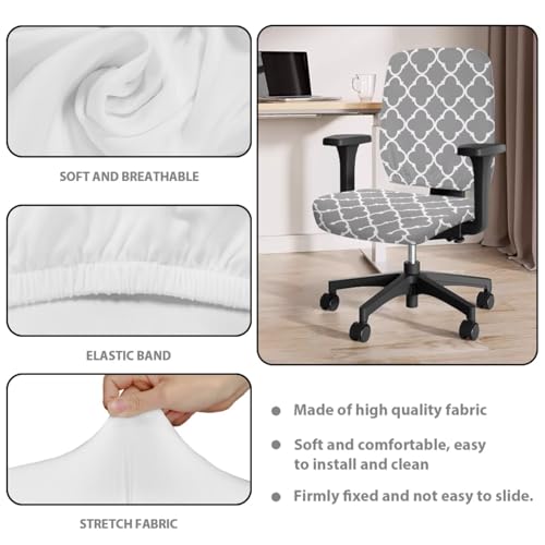 4-Piece Office Chair Covers Stretchable Grey Office Chair Arm Covers Desk Chairs Seat Slipcovers with Armrest Pads for Home Computer Gaming Chairs Washable - color: Grey