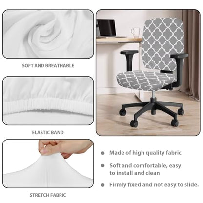 4-Piece Office Chair Covers Stretchable Grey Office Chair Arm Covers Desk Chairs Seat Slipcovers with Armrest Pads for Home Computer Gaming Chairs Washable - color: Grey