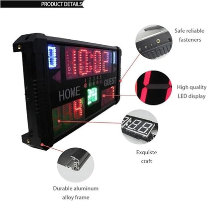 TIST LED Portable Desktop Scoreboard, Professional Outdoor 14 Digit Multi Sport Electronic Digital Basketball Scoreboard