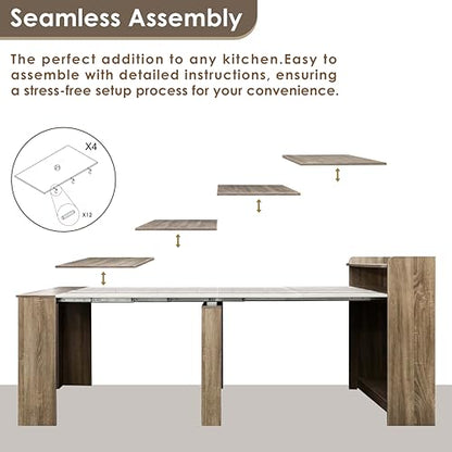 20"-99" Extendable Dining Table with Storage for 2-10 People, Modern Modular Extension Table, Space-Saving Extra Long Multifunctional Folding Dining Table, Oak - color: Oak, style: 20" - 99" (2-10 People)