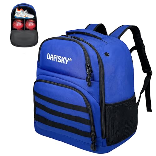 DAFISKY Bowling Ball Bag 2 Ball Bowling Backpack for Single or 2 Balls with Shoes Compartment Fits Up to US Size 15 - color: Blue