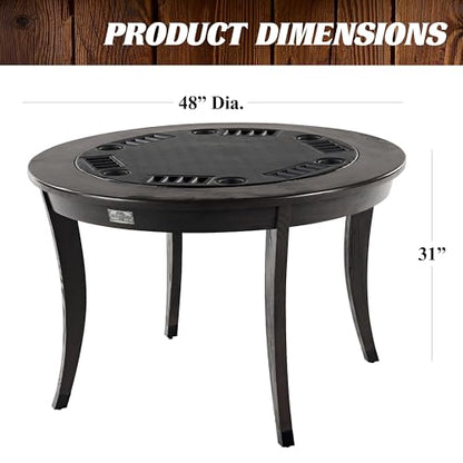 Barrington Poker Multiple Styles Folding Poker Table & Poker Table Top/Dining Table Collection, Durable Padded Rail Tables with Felt Playing Surface, Perfect for Texas Holdem Games - style: 48 In. Onyx Poker Table (6 Player)