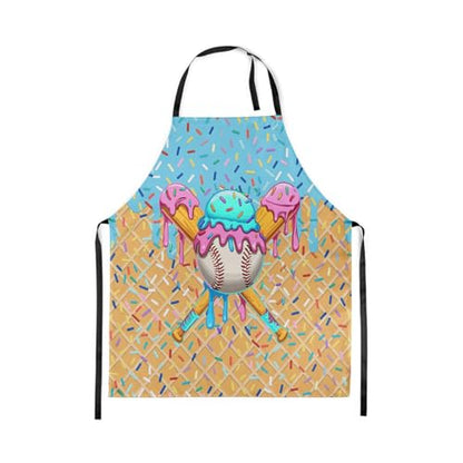 Manfei Baseball Ice Cream Kids Kitchen Apron - color: Light Blue