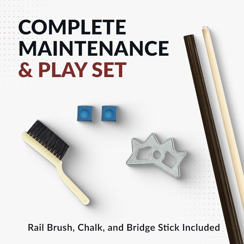 Hathaway Pool Table Accessories Kit - Pool Sticks Set of 2, 16 Billiard Balls, Pool Rack Triangle, Brush, Chalk, & Bridge Stick with Aluminum Head - Billiards Accessories for Gameplay